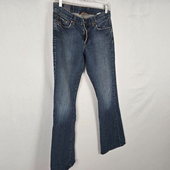 Lucky Brand Jeans Women's 4 / 27 Blue Medium Wash Fade Slight Distressed Bootcut - Picture 14 of 16